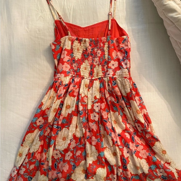 EUC. Aerie Floral Red and Pink mini Dress Sz xsm - Picture 6 of 7